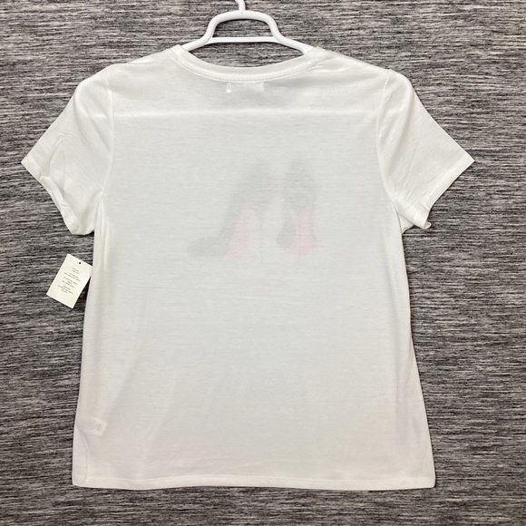 Retrology Women’s White Round Neck Short Sleeves Shirt with Heels Print L’AMOUR - Picture 5 of 5
